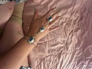 Vintage Paca Sterling Silver Lapis Lazuli Slave Bracelet With Cuff And Ring
